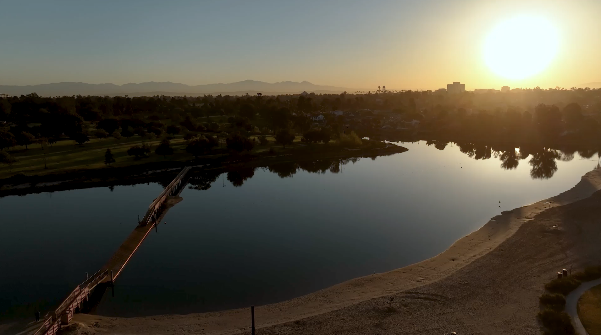 Bridge on a lake at siunrise Bridge on a lake at siunrise