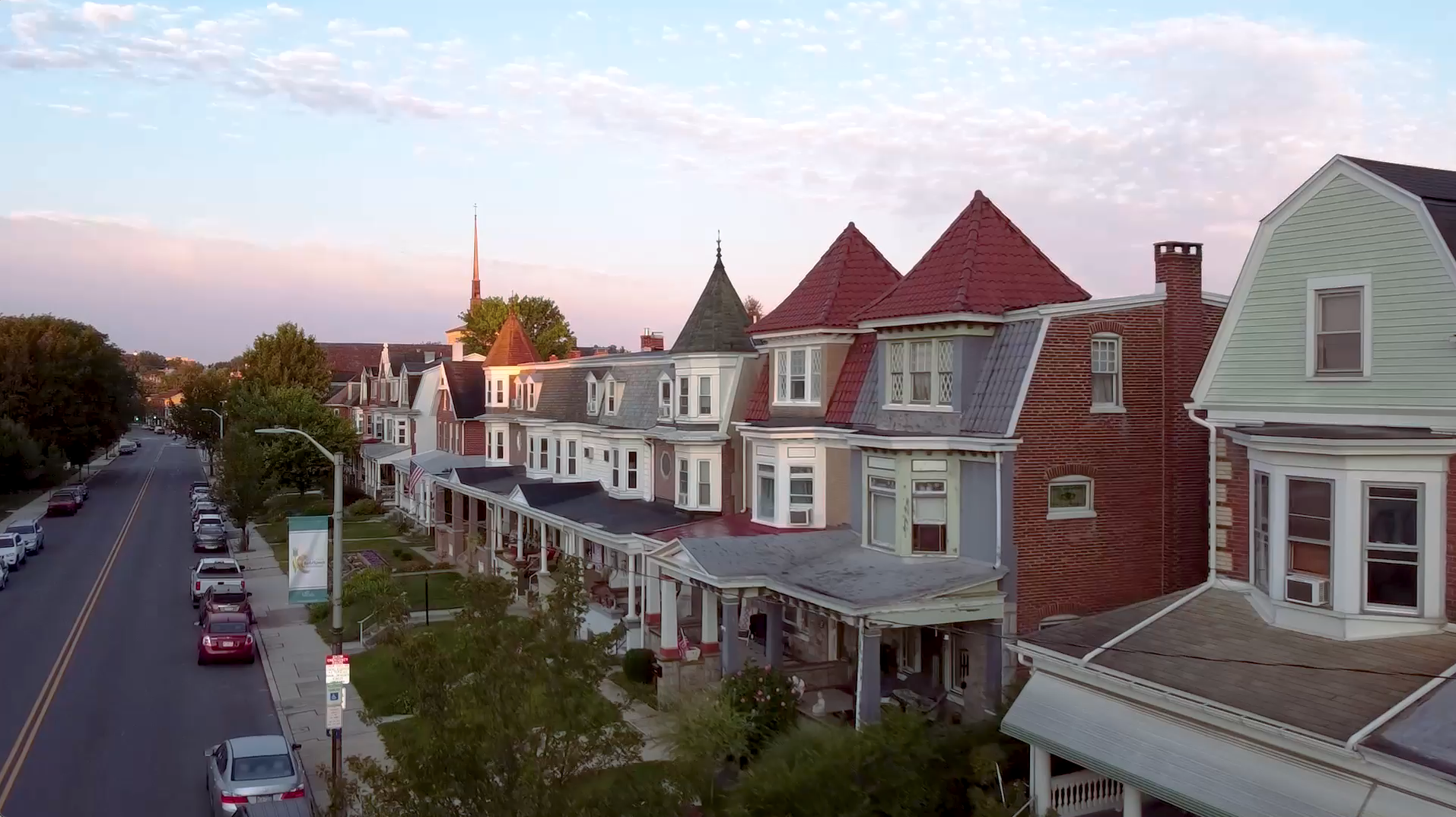 B-roll footage of some houses in a small town